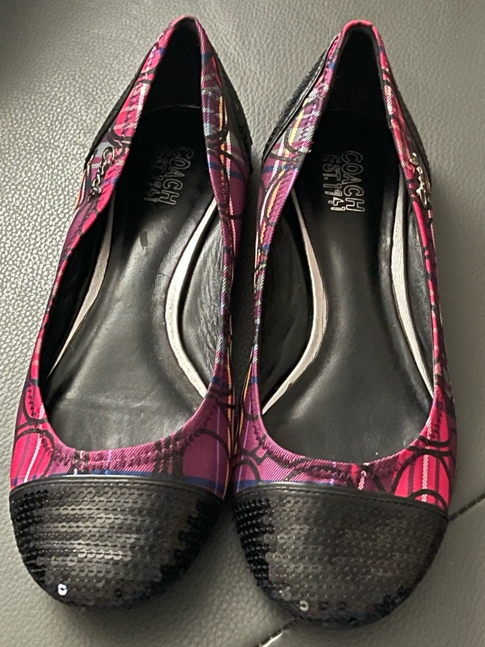 Coach Womens Poppy Tartan
Sequin Shoes Ballet Style
Flats SZ 7B A2788